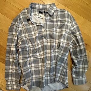 Express Men's Casual Gray Plaid Shirt